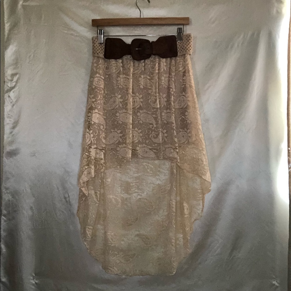 Rue21 belted high low lace skirt